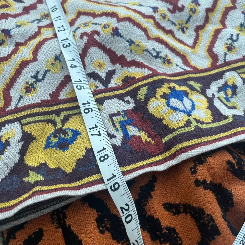 Anthropologie Sweater Set 2 piece Mod Print tribal orange cream XS - Picture 7 of 10